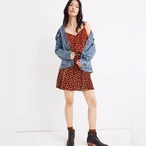 Madewell Velvet Circle Mini Skirt in Leopard Dot